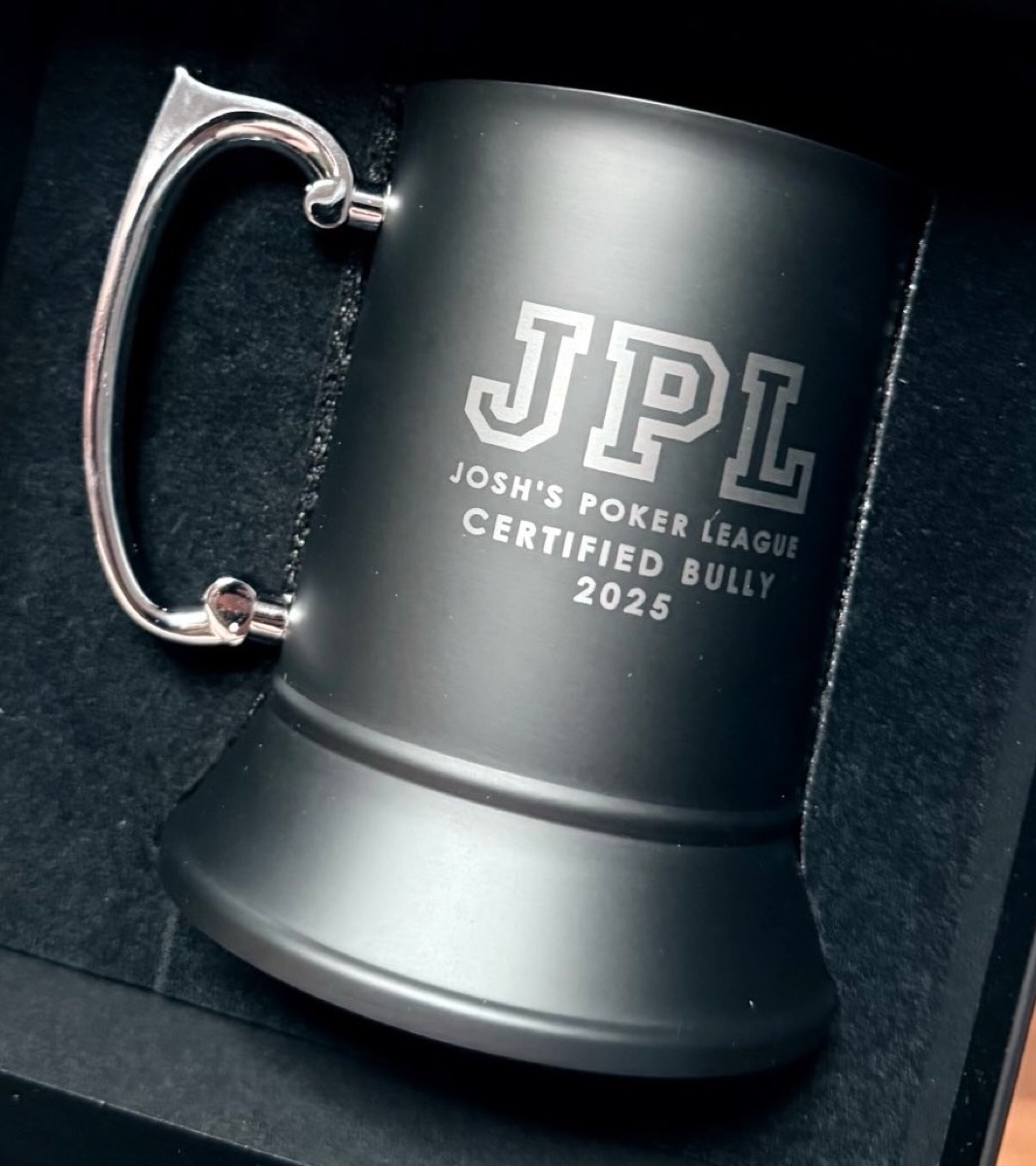The 2025 JPL Certified Bully mug, engraved
